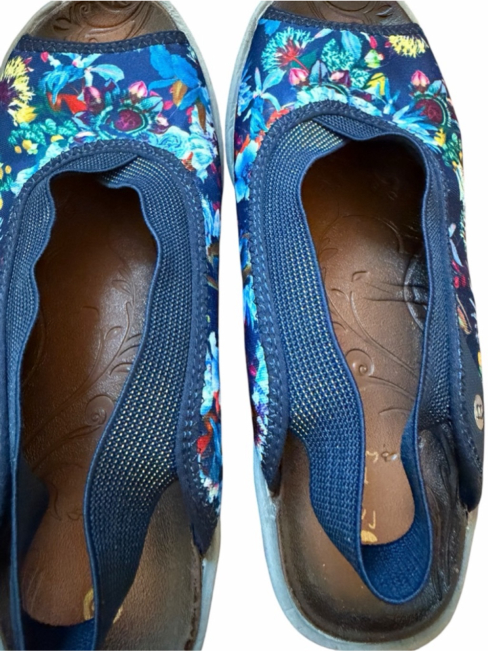 Zebs Blue Multicolor Floral Peep Toe Sandals Size 7.5 - Picture 7 of 8